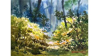 Paint a Trees Landscape In Watercolour | Watercolor Painting Tutorial | Shahanooor Mamun