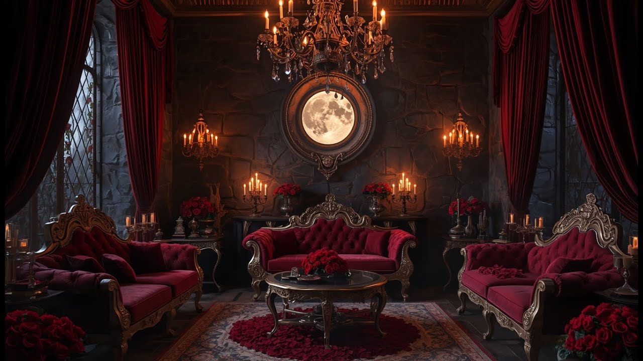 Romantic Vampire Lair | Gothic Dark Academia Ambience Music for Background - Relax, Read, Study