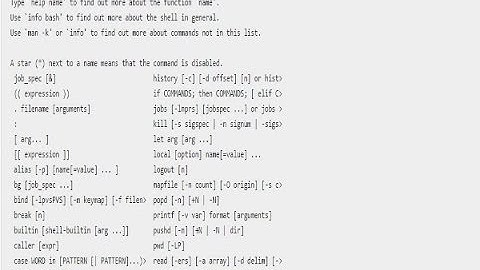 Вывод всех встроенных команд Bash в Linux/Apple OS X/*BSD/Unix