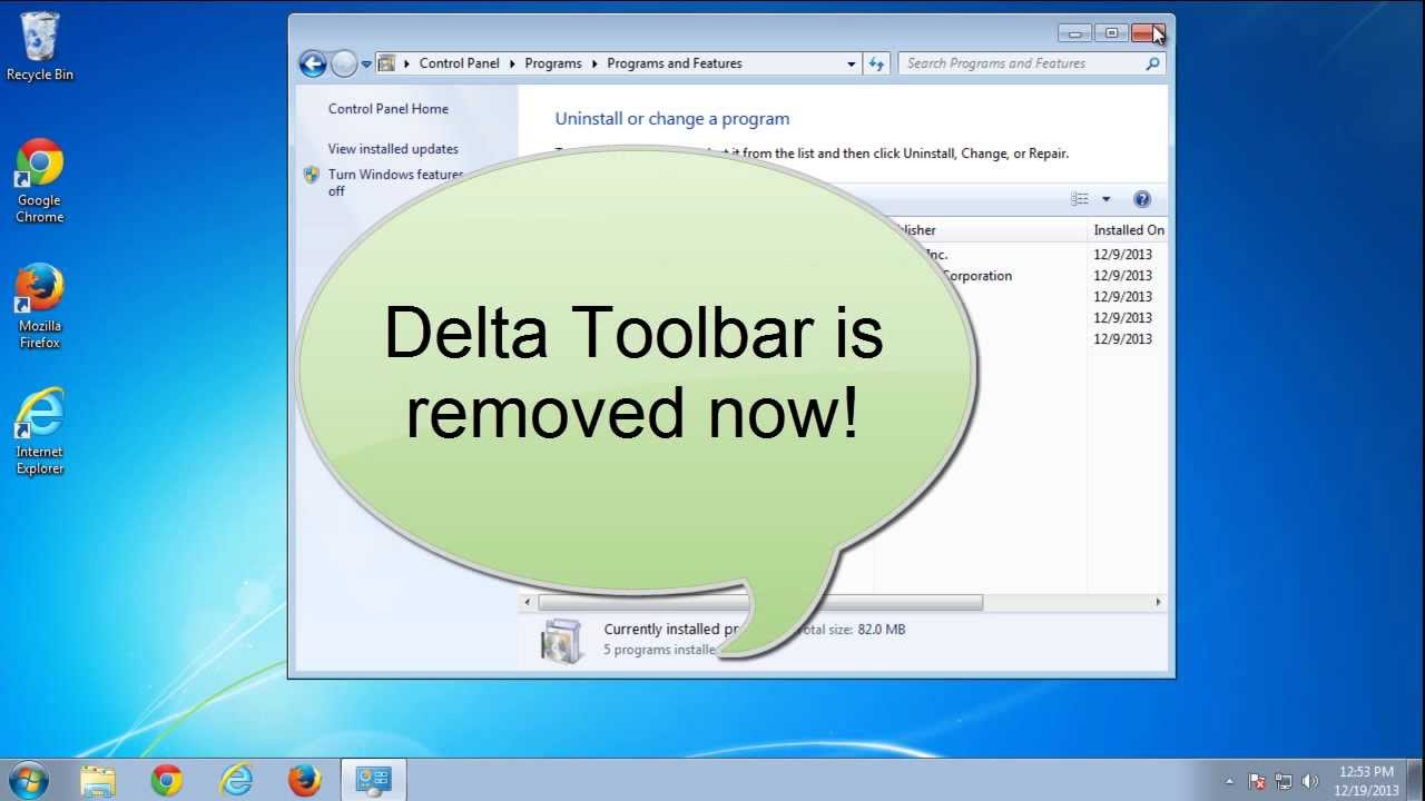 How To Remove Delta Toolbar From Google Chrome, Internet Explorer, Mozilla Firefox And Control Panel