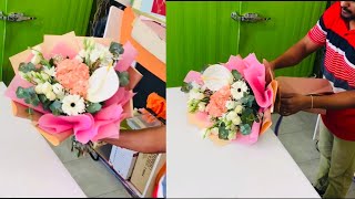 How To Wrap Big Flower Bouquet||Flower Arrengment Tutorial For Beginner 🌸 @elegantflowers