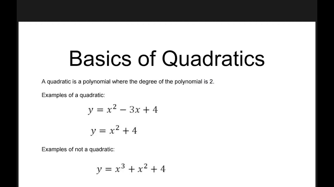 Basics of quadratics - YouTube