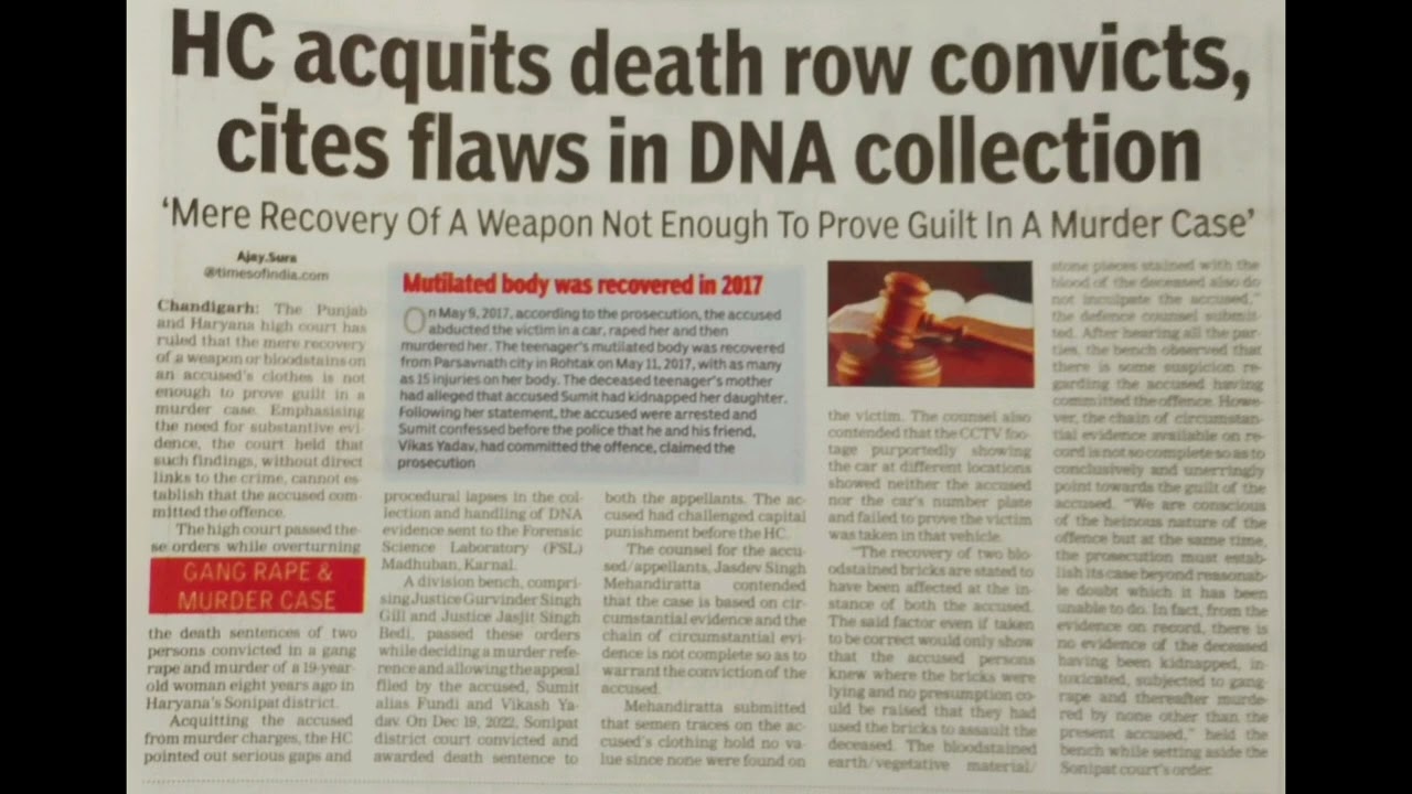 Acquittal in Murder Case HighCourt Chandigarh Punjab and Haryana