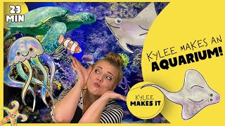 Kylee Makes an Aquarium | Video for Kids | How to Draw Fish, Sea Turtles, Sharks, Stingrays and more