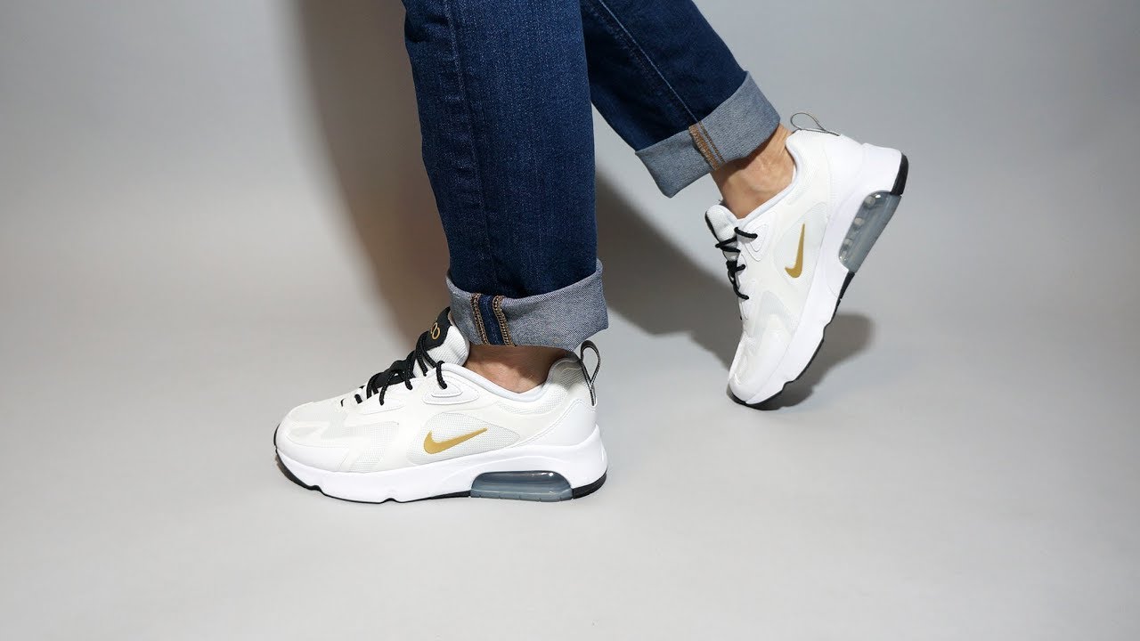 air max 200 white and gold