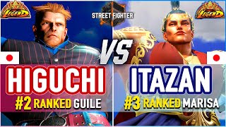 SF6 🔥 Higuchi (#2 Ranked Guile) vs Itazan (#3 Ranked Marisa) 🔥 SF6 High Level Gameplay