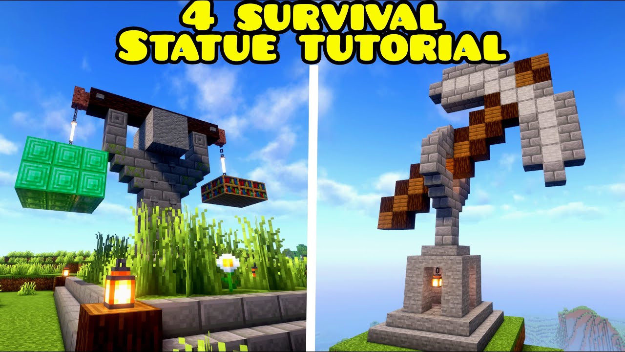 Minecraft: 4 statues for survival base tutorial