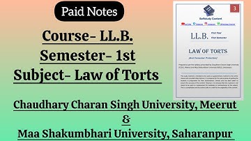 LLB (1st Sem) Law of Torts Paid Notes | CCS University & MS University @selfstudycontent