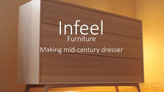 Making a dresser // Midcentury dresser // How to make a chest of drawers // DIY  // woodworking