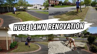 Full lawn renovation START TO FINISH // scalp, scarify, core aerate, top dress