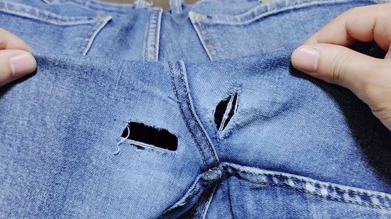 How to sew a hole on jeans between the legs beautifully and elegantly ...