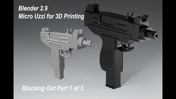 Blender 2.9 Modelling Micro Uzi for 3D printing - real time tutorial modelling Part 1 of 3