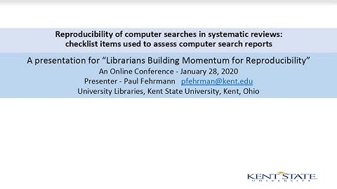 Lightning Talk 02: Reproducibility of computer searches in systematic reviews
