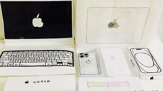 [💸paper diy💸] Makbook, Apple Watch, iPhone 15 pro unboxing! ASMR