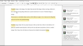 Finding your comments and feedback in Google Docs