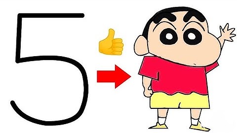 Turn number 5 into Shinchan Cartoon drawing easy l#Shinchan cotton drawing#cartoon drawing