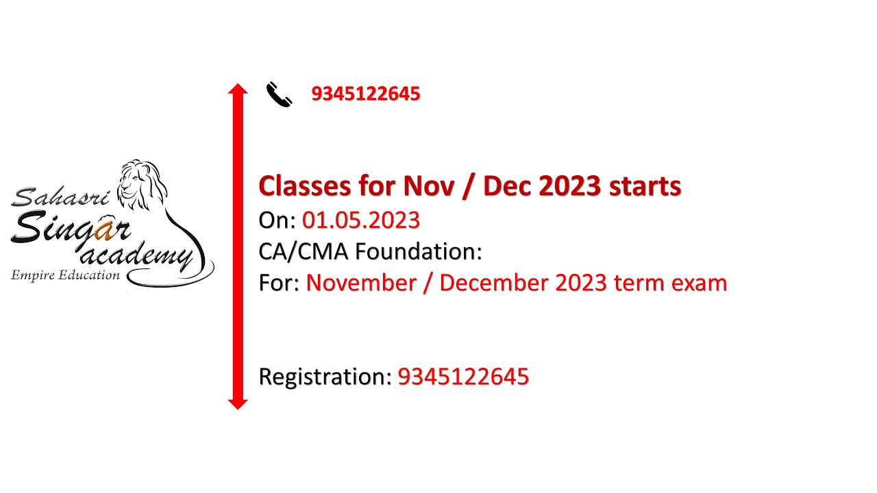 New batches for CA & CMA Foundation for December 2023 term exam - YouTube