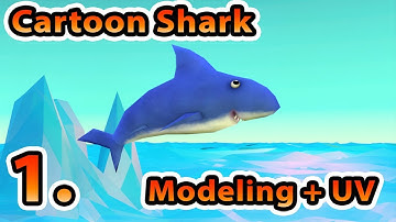Low Poly Cartoon shark / fish 3d Modeling and uv / unwrapp uvw . Part 1.