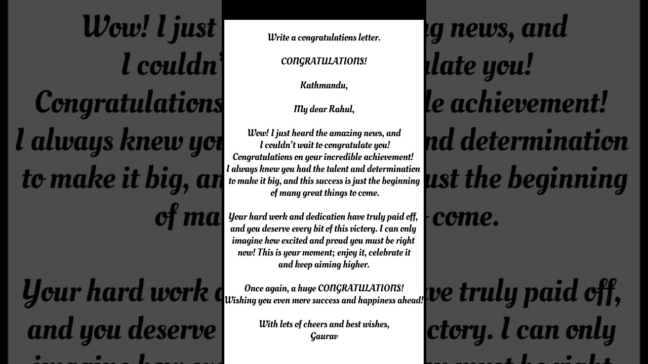 How To Write Congratulations Letter Congradulations