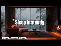 Calming Heavy Rain Ambience with Piano Music and Fireplace Sounds for Sleeping Fast