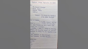Signature Change Application | Application for Change Signature in Bank |#shorts