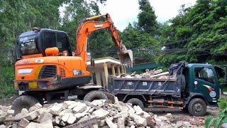 Máy Xúc Nhỏ DOOSAN DX55W Múc Gạch Đá, Xe Ô Tô Tải Ben TMT Làm Việc | Excavator Truck | TienTube TV