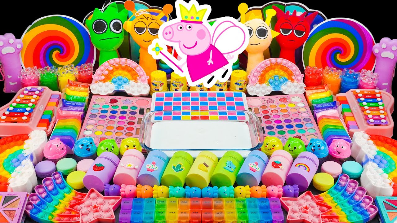 Amazing Rainbow Peppa Pig x Sprunki Slime ASMR | Mixing Makeup Into Rainbow Slime