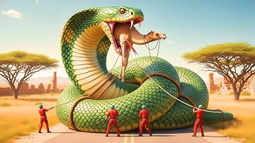 Emergency Rescue Team Saves Exhausted Camel from a Giant Python Attack