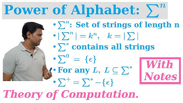 TOC Power of alphabet. Number of strings in (sigma power n) | Theory of Computation.TOC.GATE.NET.