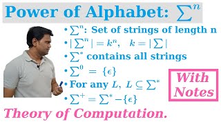 TOC Power of alphabet. Number of strings in (sigma power n) | Theory of Computation.TOC.GATE.NET.