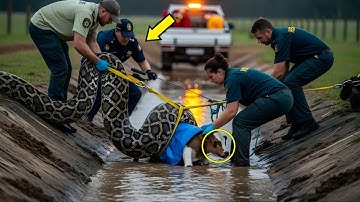 Heroic Rescue Team Saves Calf from Giant Python Deadly Coils