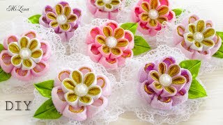 РЕЗИНКИ С КРУЖЕВОМ, МК / DIY Lace Scrunchy with Kanzashi flowers
