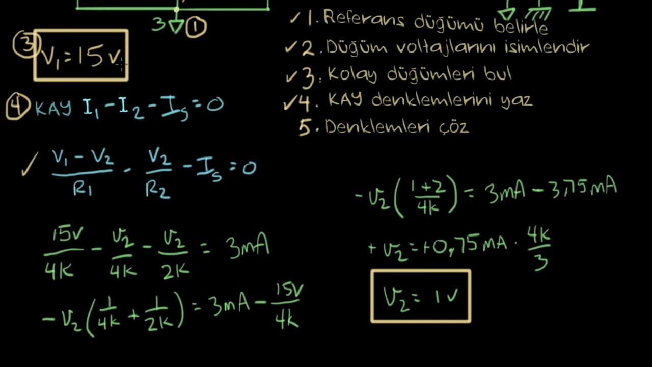 Düğüm Voltajları Yöntemi, Bölüm 2 (Fizik) (Elektrik Mühendisliği)