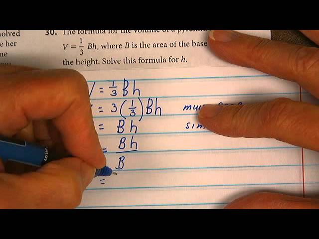 Problem 30 Given V 1 3 Bh Solve For H Youtube