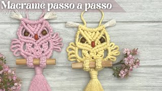 Macramê passo a passo | Mini Painel de coruja | Macrame Owl wall hanging | DIY macrame owl