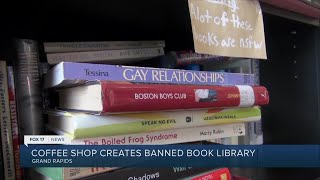 ‘We will fight back’: Lotus coffee creates lending library in protest of book bans