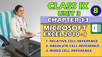 Office Tools | Class IX  |  Unit 3 | Chapter 13 | PART 8 | MS Excel 2010 - I