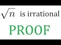 Proof that the square root of ANY integer is irrational (besides perfect squares)