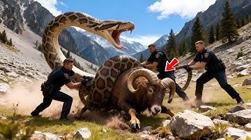 Heroic rescuers engage in combat with a giant python that attacked a mouflon🐍🐏