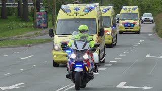 [Groot Spoedtransport!] Politiemotoren begeleiden Ambulances vanaf zeer ernstig ongeluk in Noordwijk