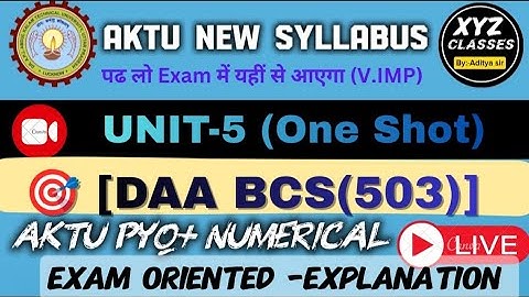 DAA UNIT 5 ONE SHOT BY ADITYA SIR knapsack np and all topics cover