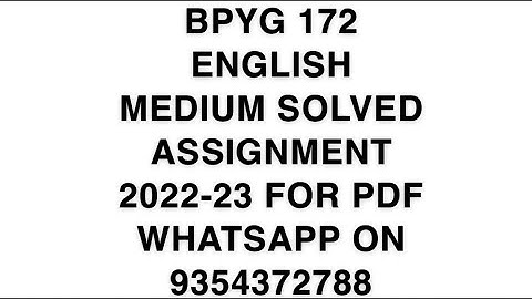 BPYG 172 ENGLISH MEDIUM SOLVED ASSIGNMENT 2022-23 FOR PDF WHATSAPP ON 9354372788