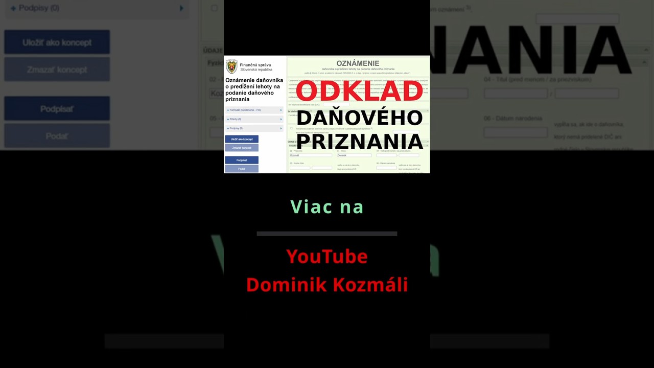 Ako urobiť ODKLAD daňového priznania #akonato #danovepriznanie #dane #dominikkozmali