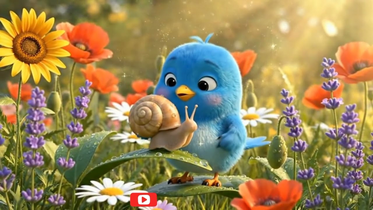 Tiny Blue Bird's Unexpected Snail Friend in the Garden! 🐦💙🐌