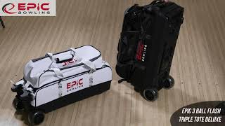 Epic 3 Ball Flash Triple Tote Deluxe Black With Pouch Bowling Bag