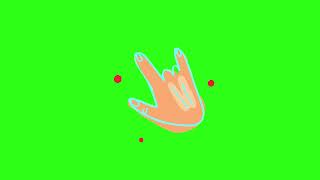 Cartoon Rock Hand Sign Green Screen Overlay Animation