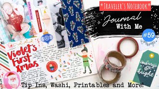 JOURNAL WITH ME #59 // Journaling Tip Ins, Washi, Printables + More! *Traveler&#39;s Notebook*
