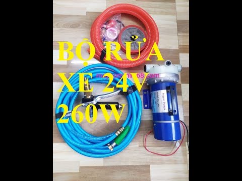 Video Test bộ máy bơm áp lực sịt rửa 24v 260w - youtube