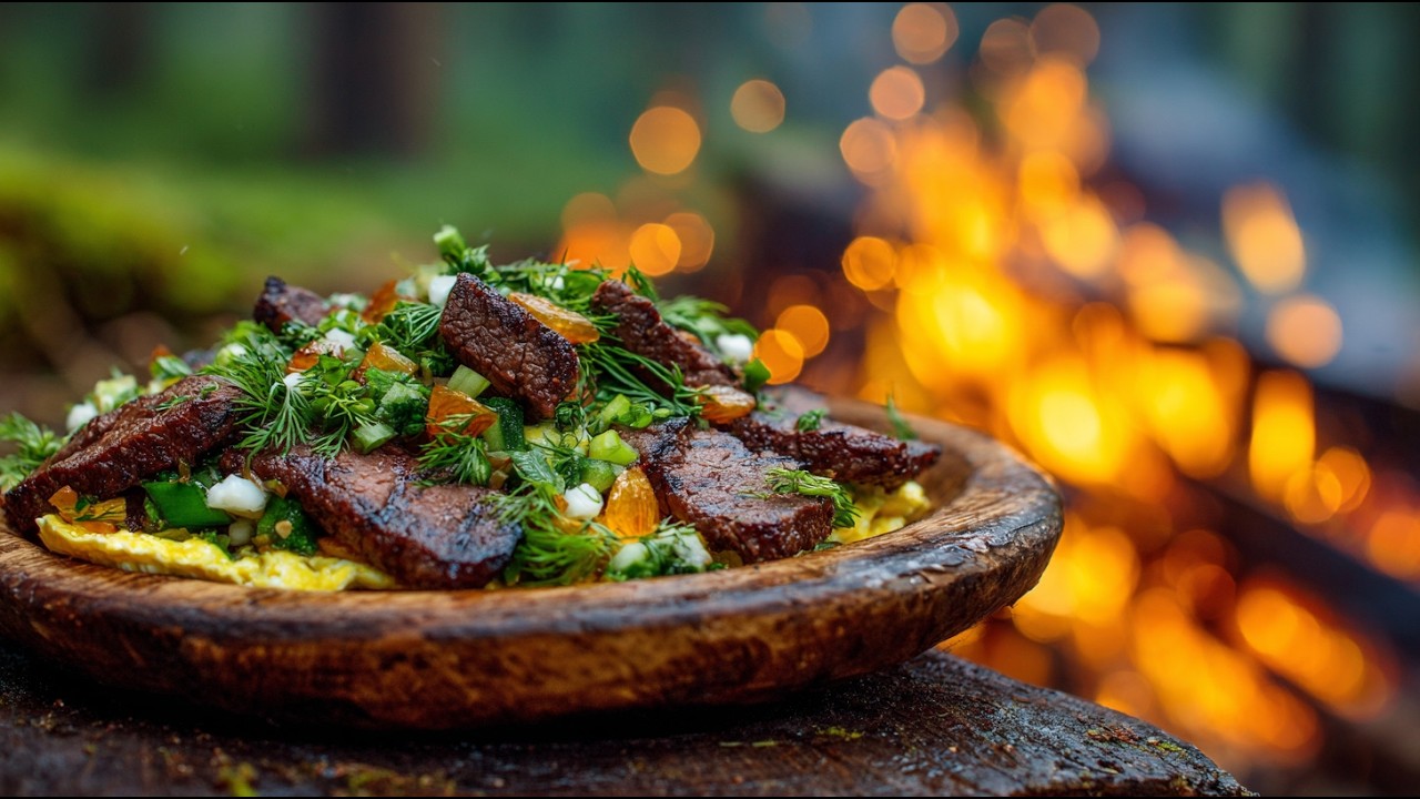 🥩 Steak & Omelette Salad – The Ultimate Power Breakfast!