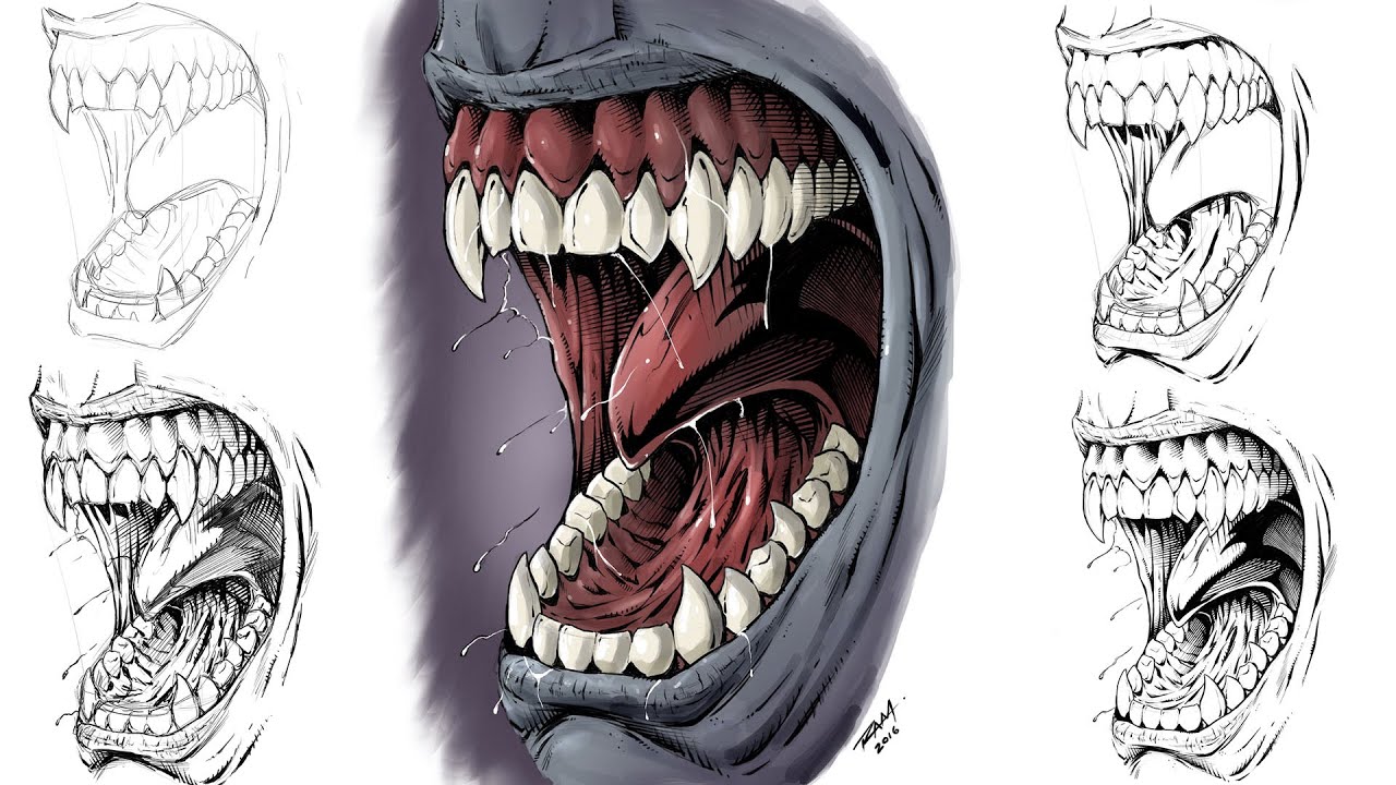 monster teeth, drawing, teeth, comics, mouth, style, art, artwork, draw, in...